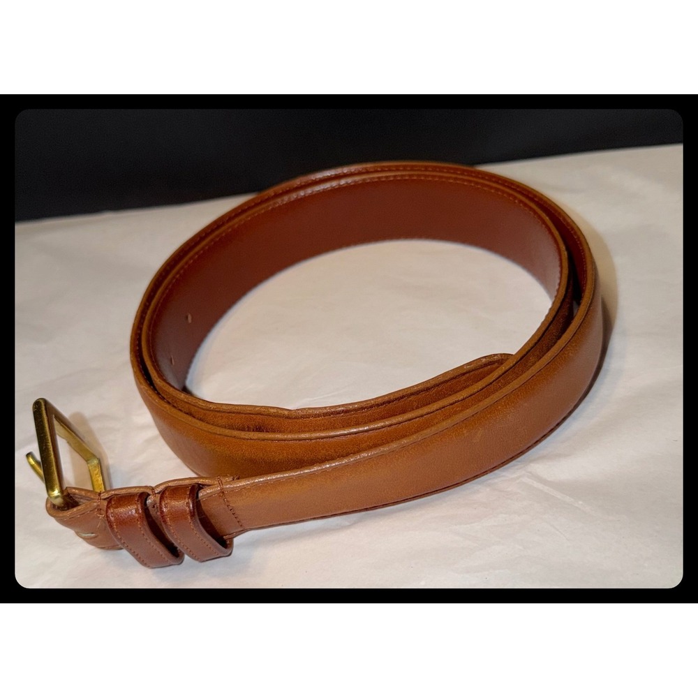 Coach Belt Mens 36 British Tan Leather Solid Brass 7600 Classic